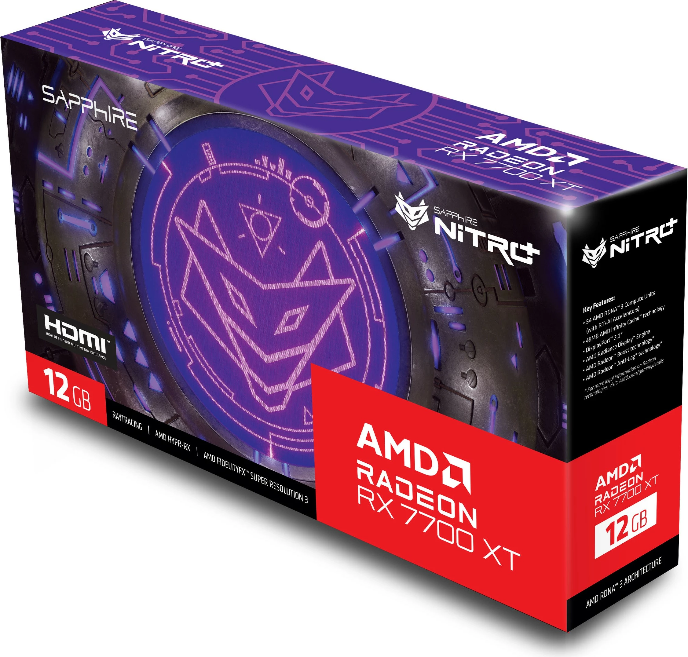 Kartelë grafike Sapphire NITRO+ Radeon RX 7700 XT, 12GB, GDDR6, PCI Express x16, Multikolor