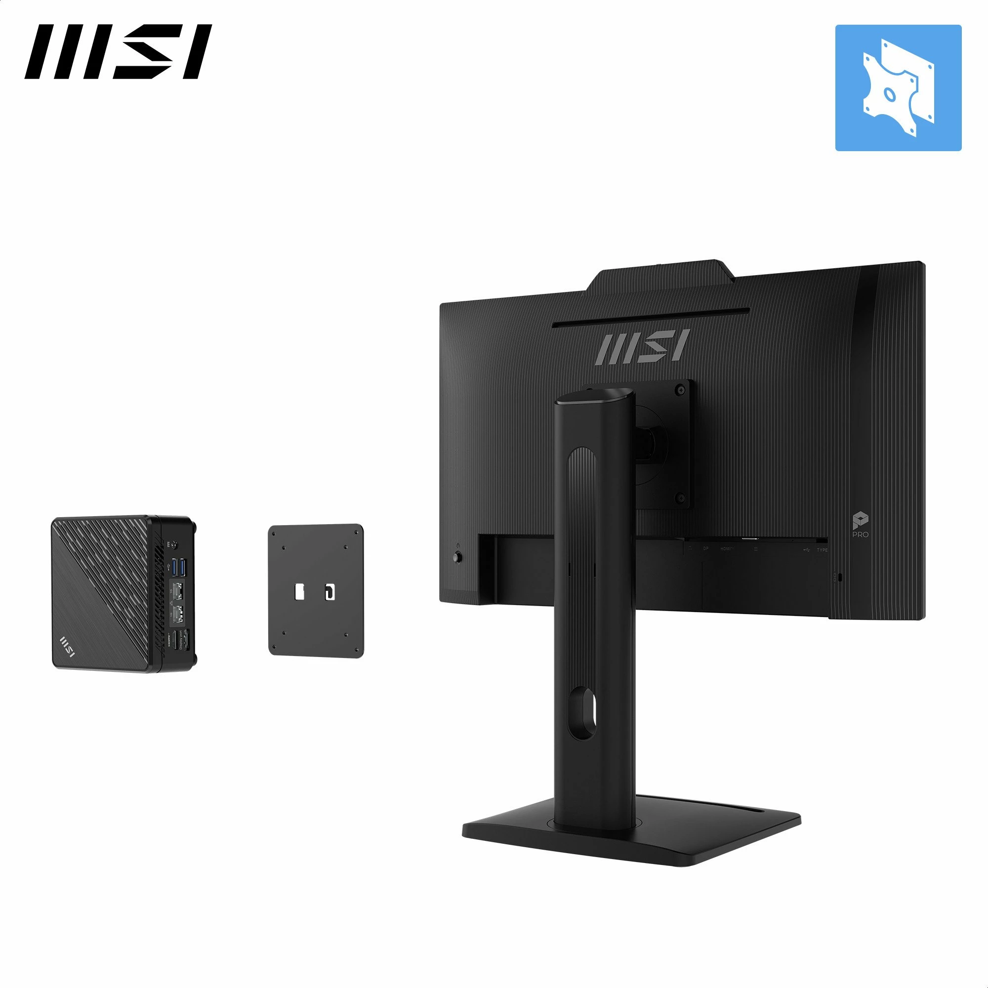 Monitor MSI PRO MP242PMG 23.8" Full HD IPS 120Hz me kamerë dhe altoparlantë, i zi