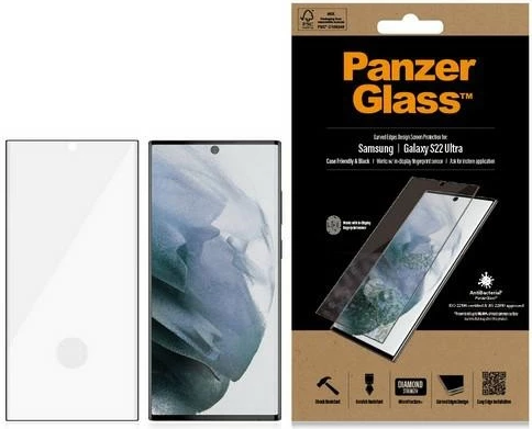 Xham mbrojtës PanzerGlass E2E Microfracture për Samsung Galaxy S22 Ultra, me kornizë të zezë