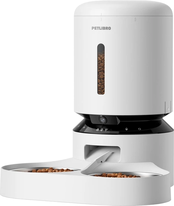 Shpërndarës ushqimi për kafshë Petlibro Granary PL-AF203-36W me kamerë, 5L, bardhë, me dy tasa