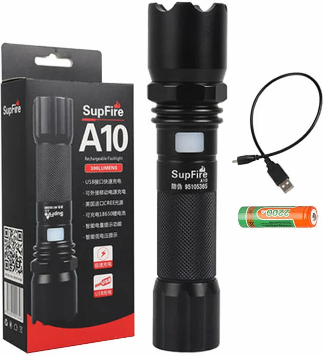 Elektrik dore Superfire A10, 550 lumen, USB, i zi