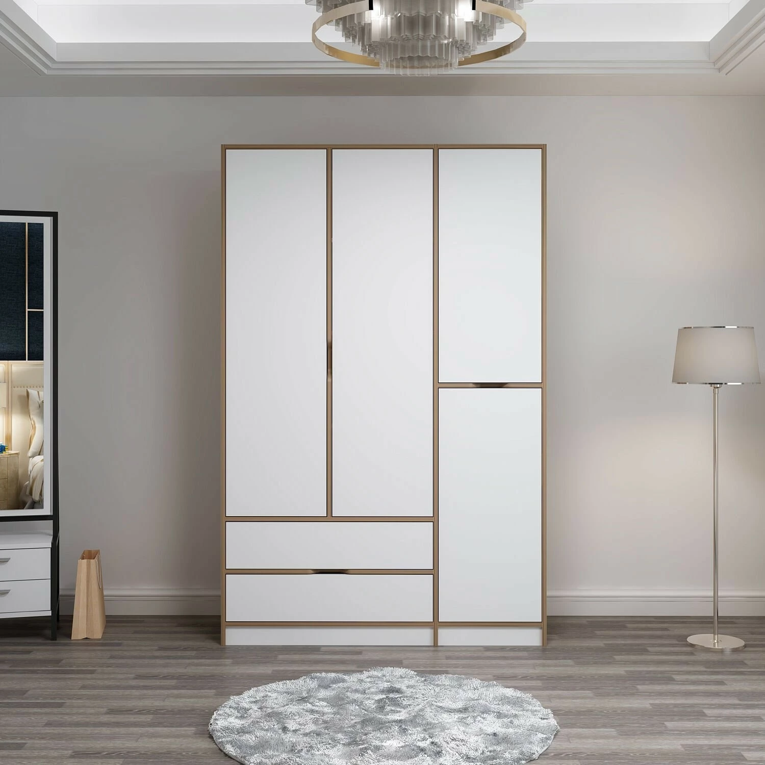 Dollap Hanah Home Elina, bardhë-dore, 140x208x52cm