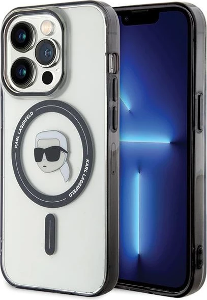 Mbështjellës Karl Lagerfeld KLHMP15XHKHNOTK për iPhone 15 Pro Max 6.7", transparent, MagSafe