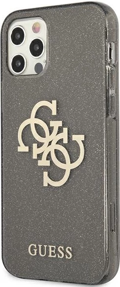 Mbështjellës Guess GUHCP12LPCUGL4GBK për iPhone 12 Pro Max 6.7", i fortë, Glitter 4G Big Logo, i zi