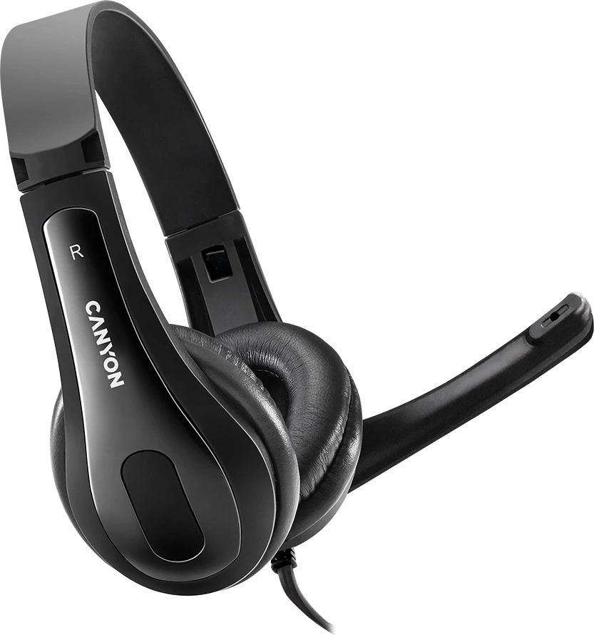 Kufje me mikrofon CANYON CHSU-1 USB, kabllo 2 m, stereo, të zeza