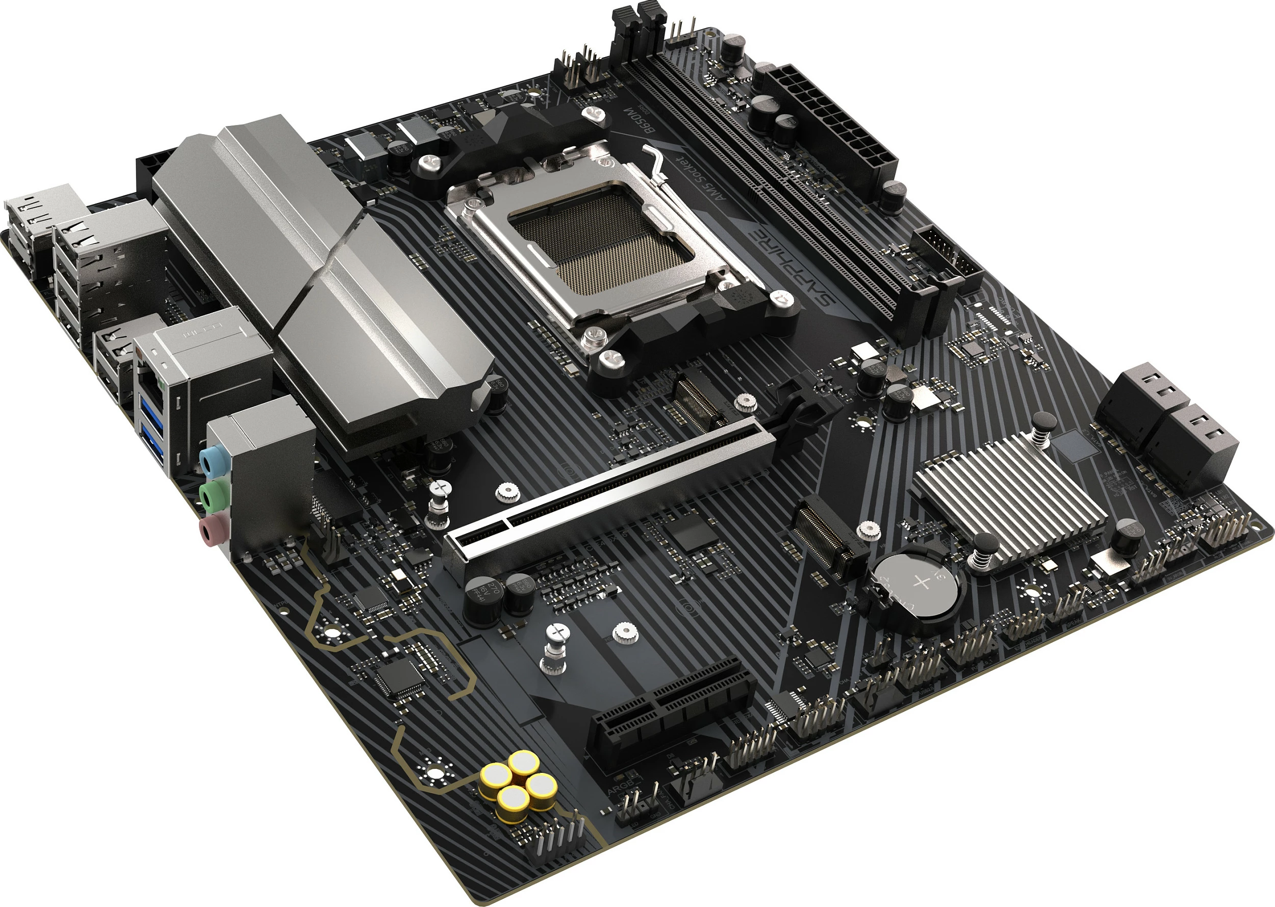 Pllakë amë Sapphire B650M-E, Socket AM5, DDR5 deri 96GB, mATX, 2x M.2 PCIe 5.0/4.0, e zezë/gri