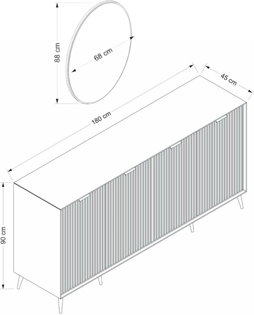 Konsolë Skye Decor, ngjyrë ranore, me pasqyrë
