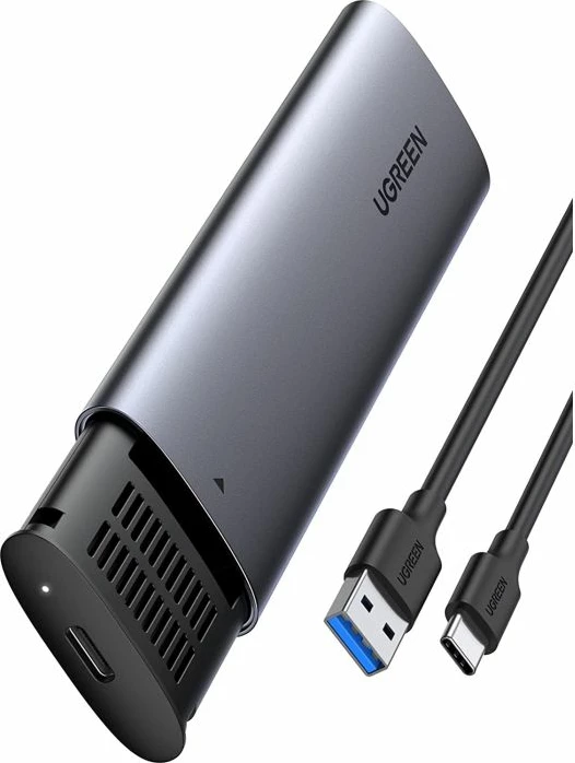 Kuti e jashtme për SSD M.2 SATA UGREEN 10903 USB 3.1 Gen2 5Gbps, alumini, gri, me kabllo USB-A në USB-C