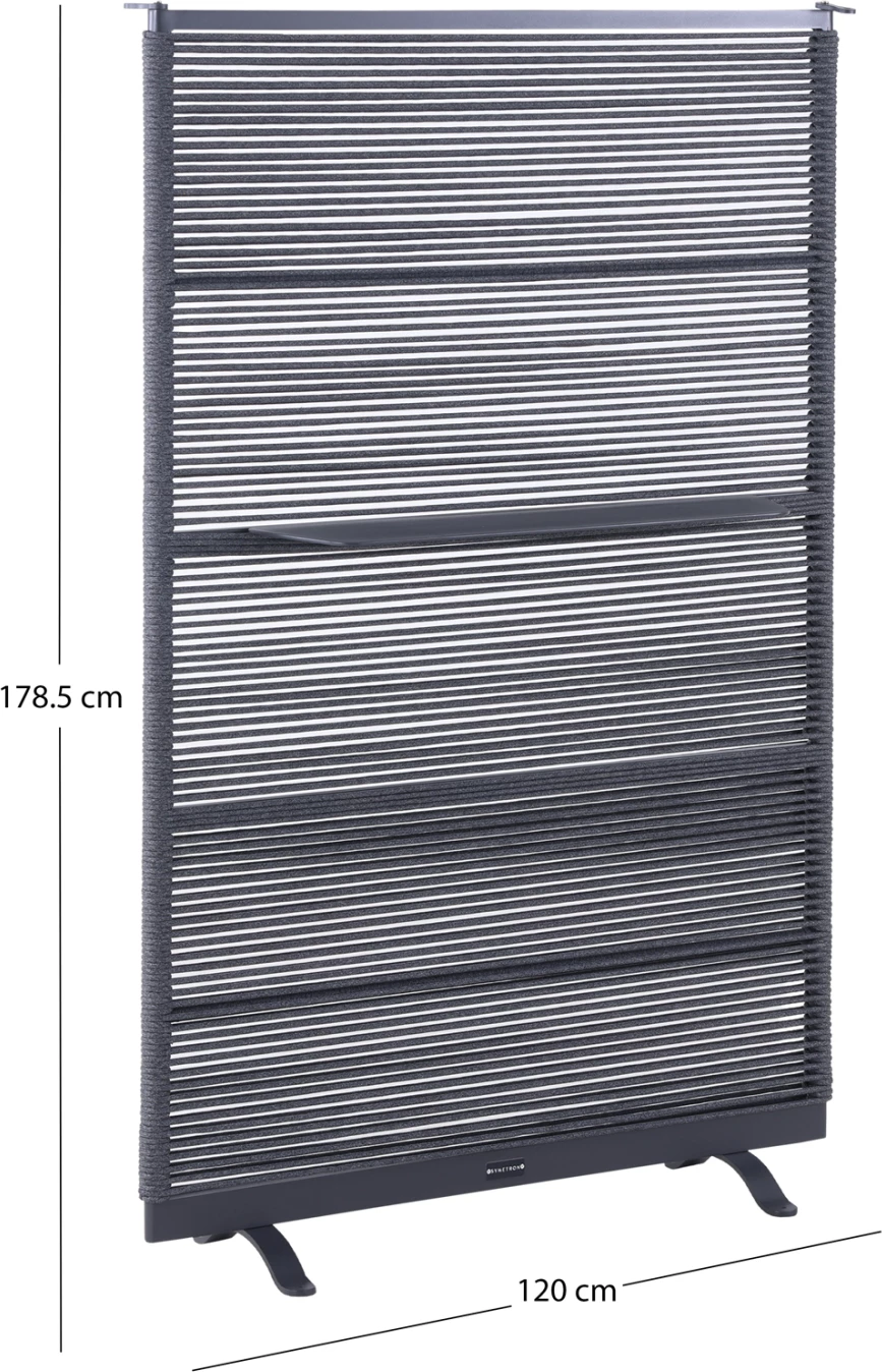 Ndarës dekorativ DELANOR, alumin & litar, ngjyrë qymyr, 120x178.5cm