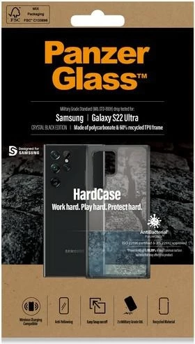 Mbështjellës PanzerGlass HardCase për Samsung Galaxy S22 Ultra, transparent