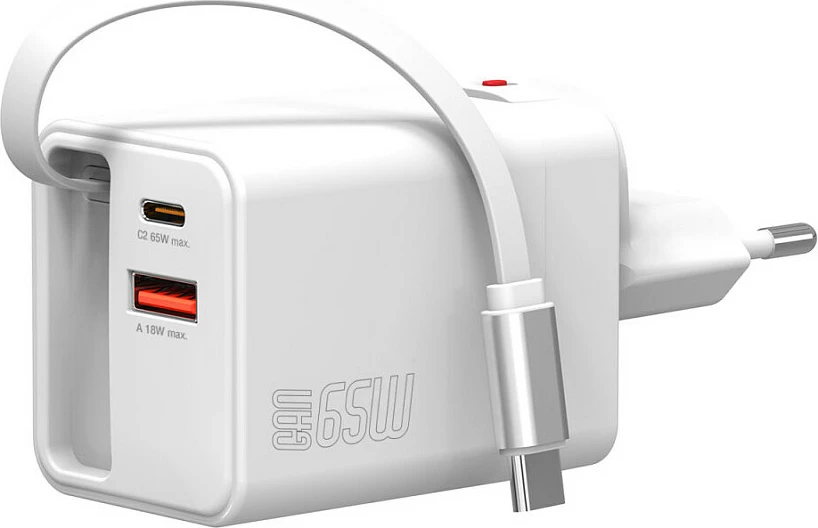 Karikues universal 4smarts 541065, 65W, 3 porta, USB-C, kabllo 0.7m, i bardhë