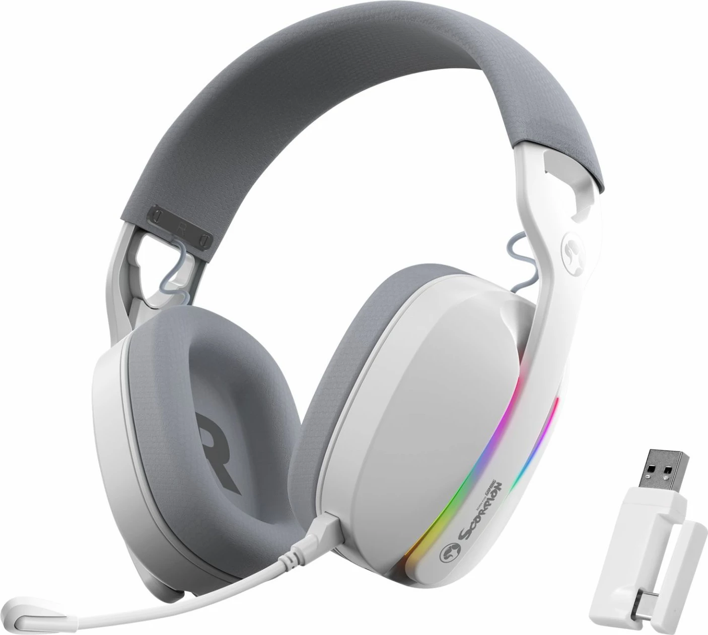 Kufje Marvo HG9086W Wireless Gaming RGB, 2.4G/BT5.3/Me kabllo, E bardhë