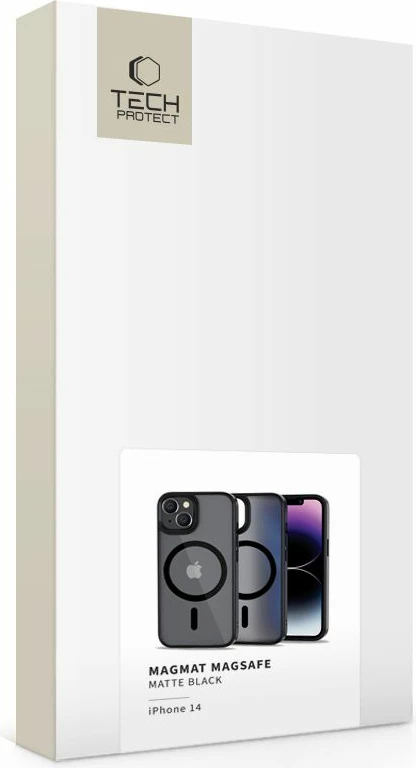 Mbështjellës Tech-Protect MagMat për iPhone 14, MagSafe, Gjysmë-transparent, Zi