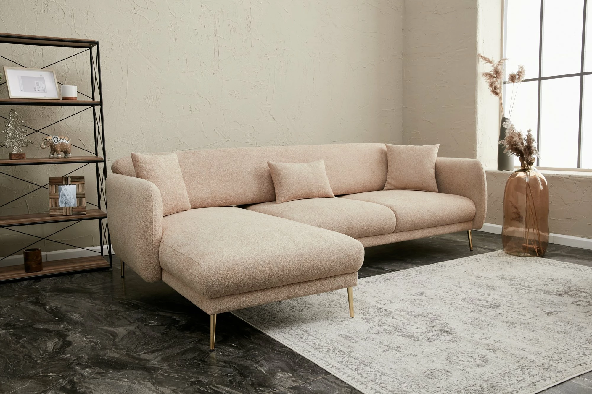 Kënd-sofë krevati Atelier del Sofa, Simena majtas, bezhë