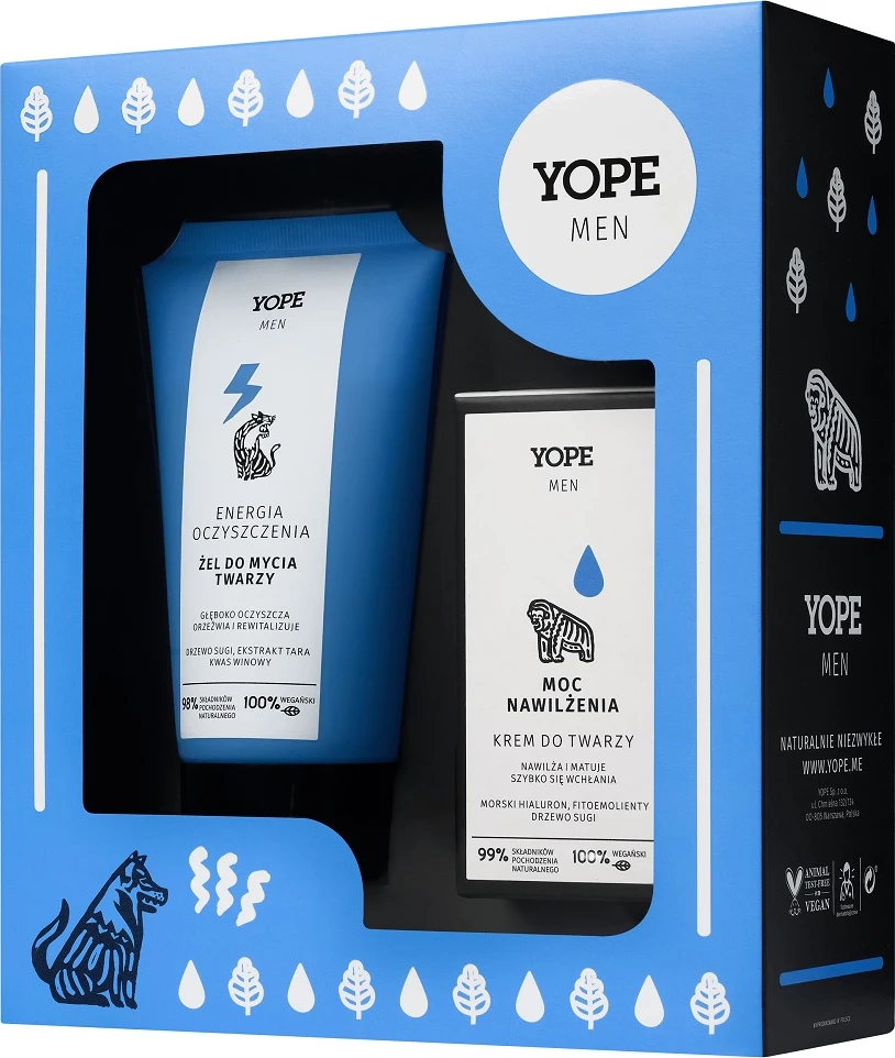 Set për fytyrë për meshkuj Yope Men Wood 150ml xhel + 50ml krem