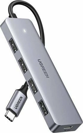 Hub USB-C Ugreen CM219 70336B 1x USB-C + 4x USB-A 3.2 Gen1 5Gbps, gri