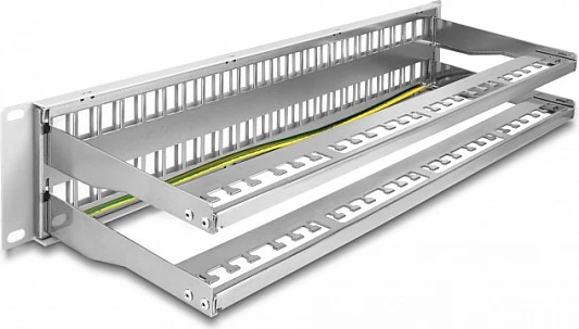 Patch panel Keystone 19" DeLOCK 48-port, 2U, metal, gri
