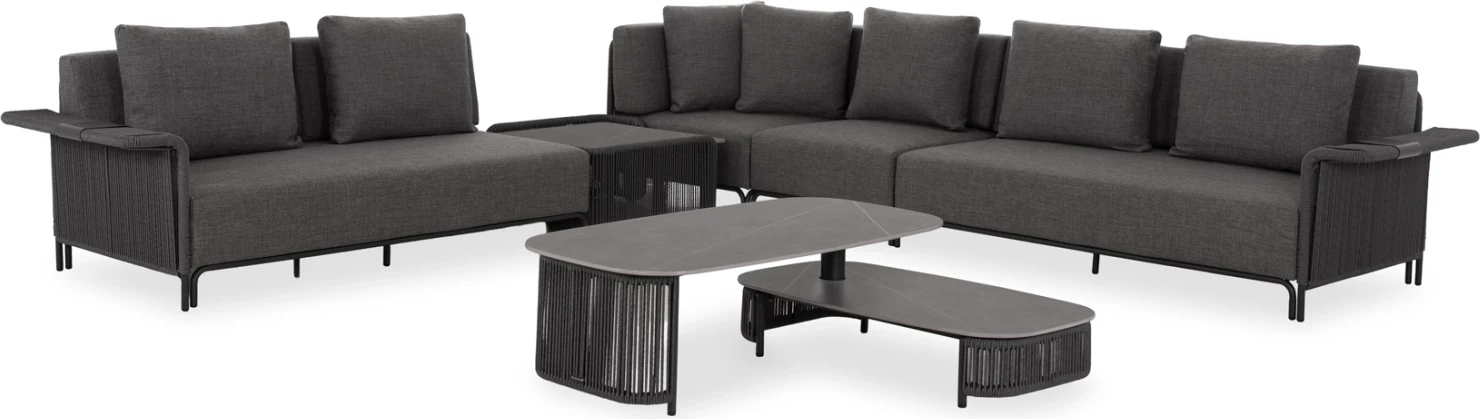 Set lounge për jashtë, 6 pjesë, AURORA CD6170.02, alumin ngjyrë qymyr, wicker, sintered stone