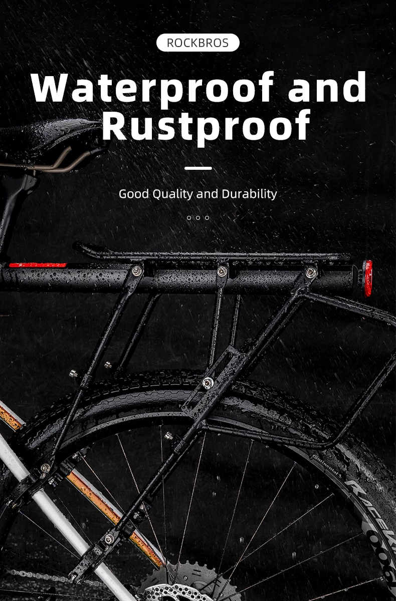 Raft biçiklete Rockbros 33210004001 me rafte dhe dritë LED, e zezë