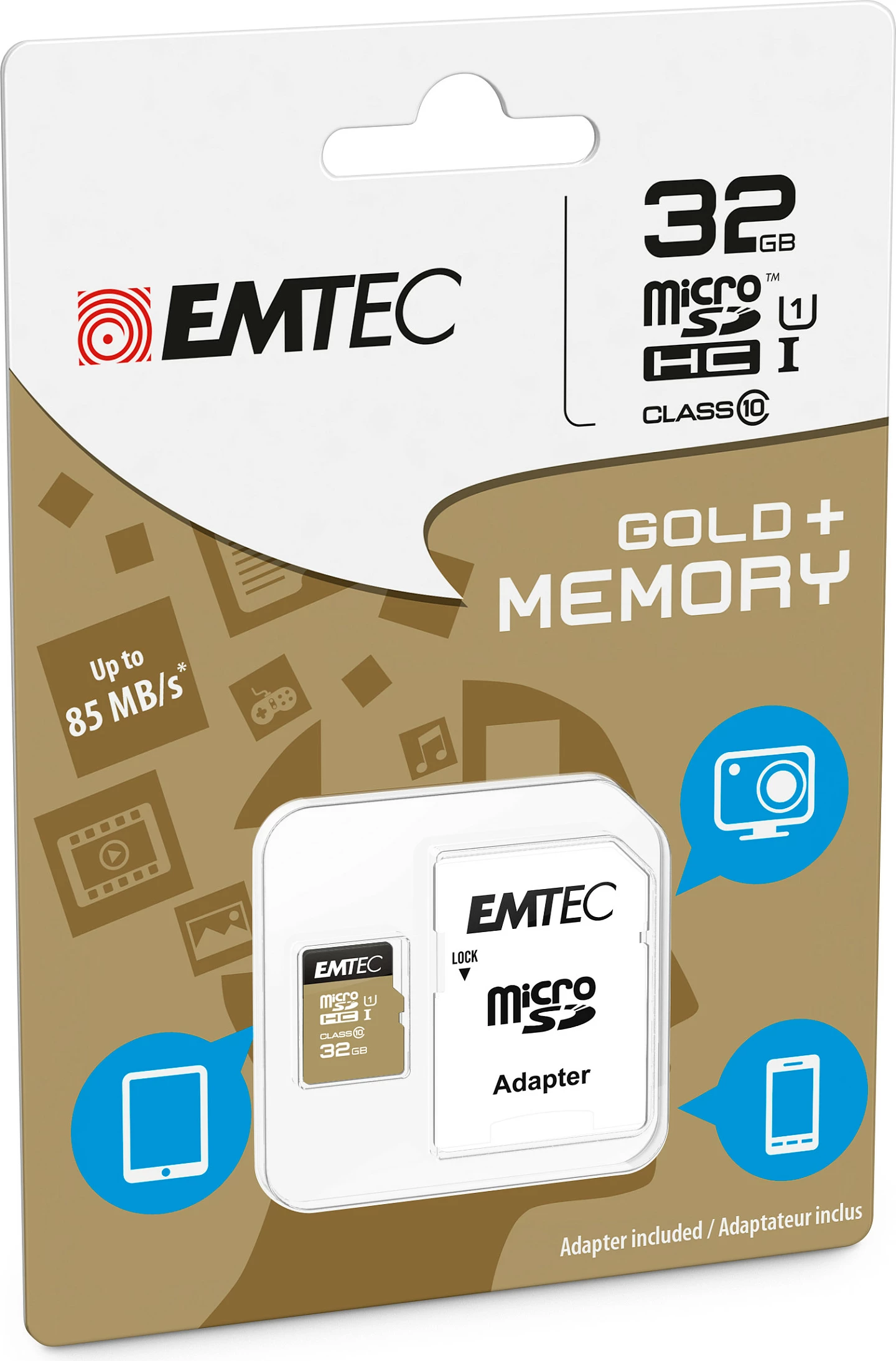 Kartelë memorie EMTEC m32GB UHS-I U1 EliteGold me adapter, e zezë/artë