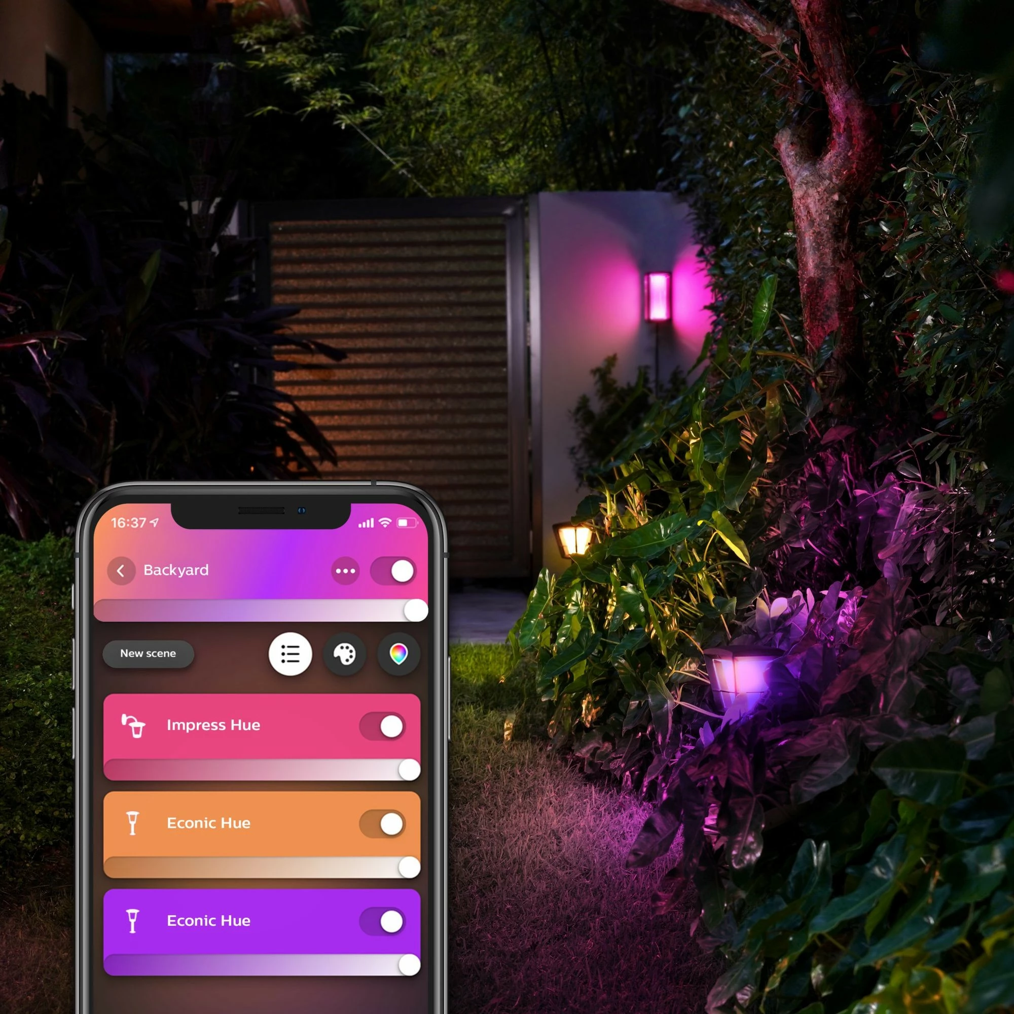 Dritë muri Philips Hue Impress, LED, e zezë, ngjyra të ndryshme
