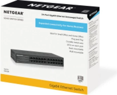Switch NETGEAR GS324, Gigabit Ethernet, 24 porte, montim në mur