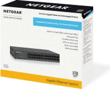 Switch NETGEAR GS324, Gigabit Ethernet, 24 porte, montim në mur