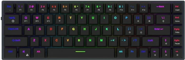 Tastierë mekanike Aqirys Agena, 65%, 68 taste, RGB, wireless & me kabllo, e zezë