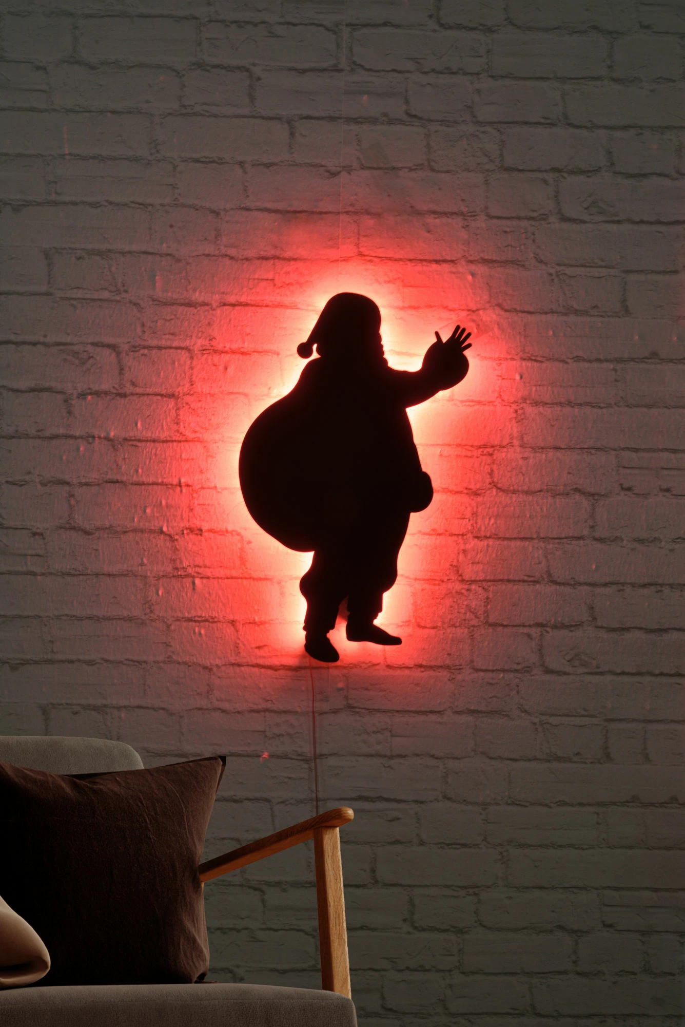 Dekor dritash LED, Santa Claus, ngjyrë e kuqe, Wallity
