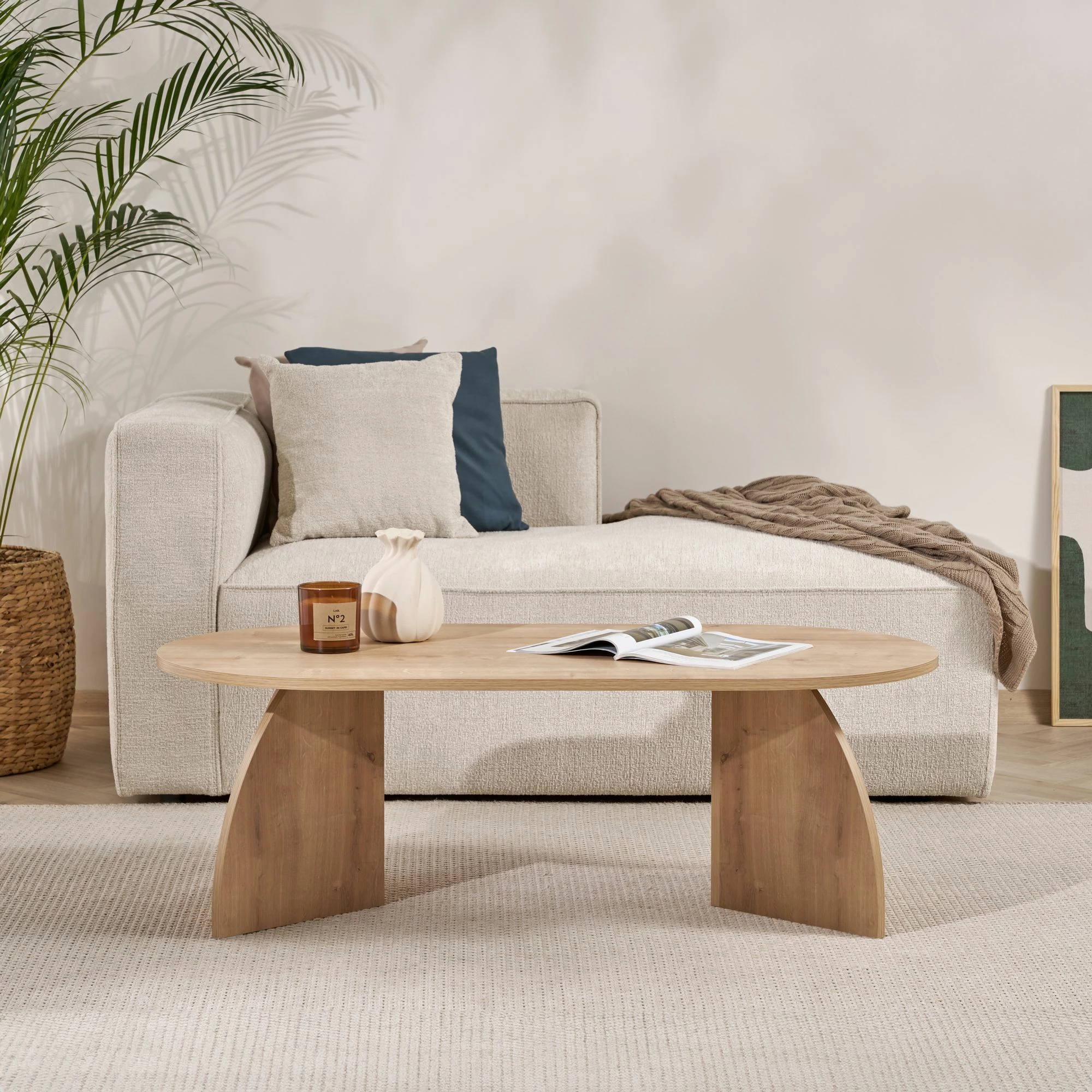 Tavolinë për kafe Nordure, ngjyrë lisi Sapphire Oak, Melina