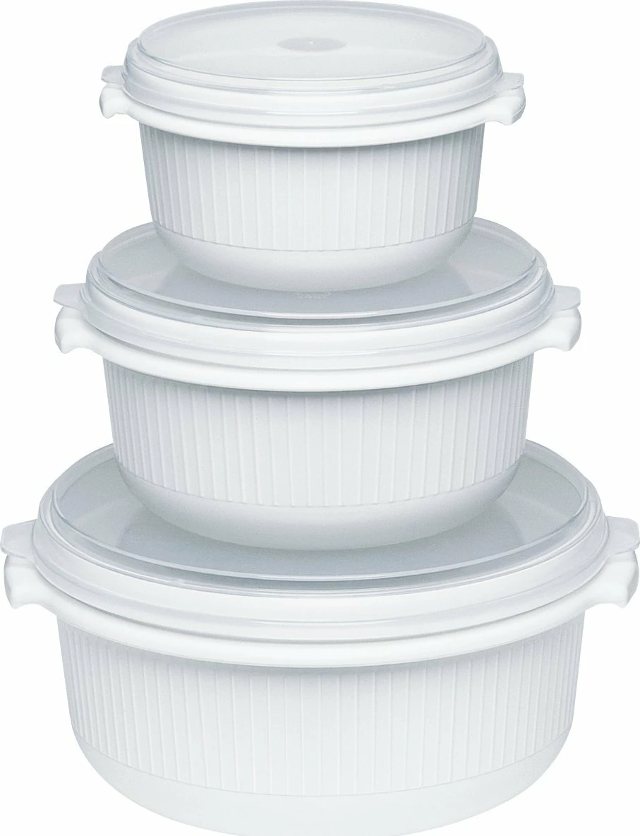 Set enësh për mikrovalë Emsa Micro Family 0.5L/1L/1.5L, i bardhë, 3 copë