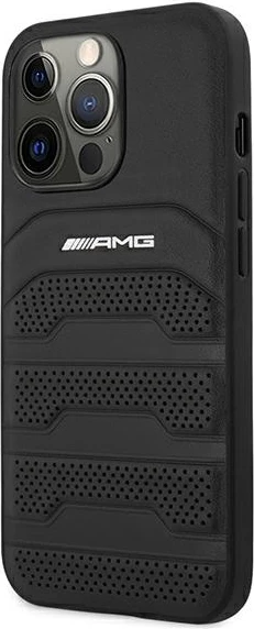 Mbështjellës Mercedes-AMG AMHCP13XGSEBK për iPhone 13 Pro Max 6.7\" hardcase lëkurë Debossed Lines, i zi