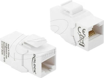 Adapter Keystone RJ45 DeLOCK 90991, Cat6a, femër-femër, i bardhë