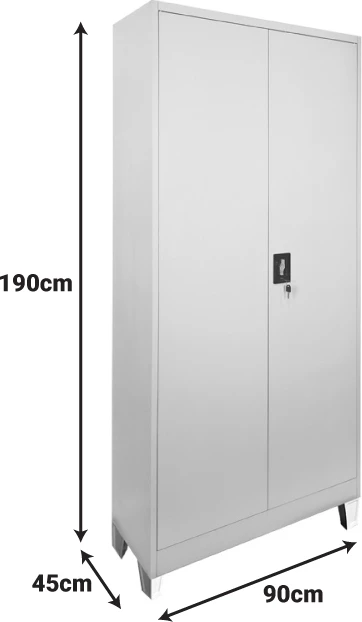 Dollap metalik Zogi me ndarje, ngjyrë gri e çelët, 90x45x190cm