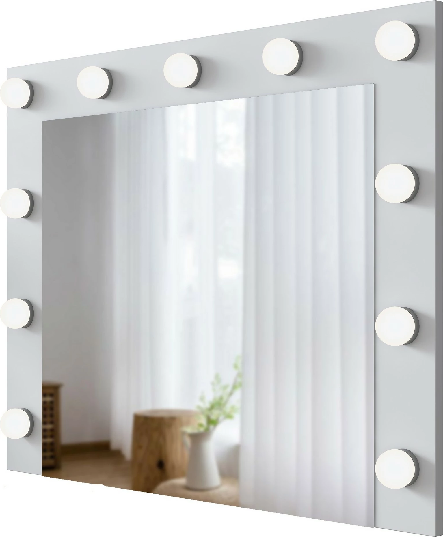 Pasqyrë dekorative me drita, ngjyrë e bardhë, Hanah Home, EF108 - 2998