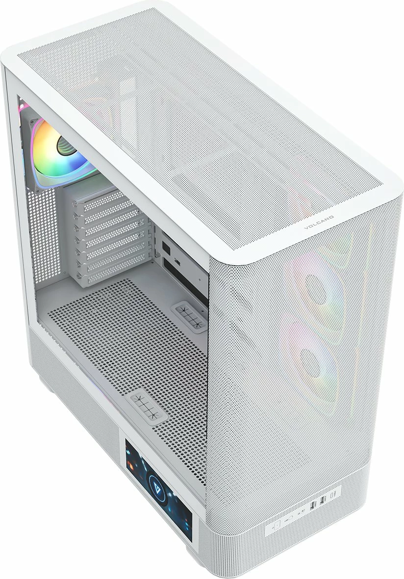 Kasë Modecom Volcano AQ400 ARGB MC-A-AQ400-4FA-W, Midi Tower ATX/mATX/ITX, LCD ekran, 4x120mm ARGB, e bardhë