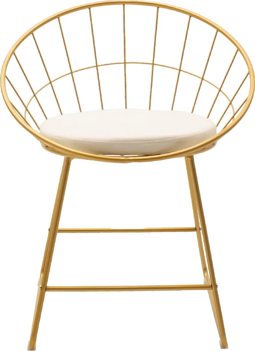 Karrige metalike e artë me jastëk të bardhë PVC