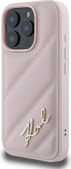 Mbështjellës Karl Lagerfeld Quilted Signature për iPhone 16 Pro, Rozë