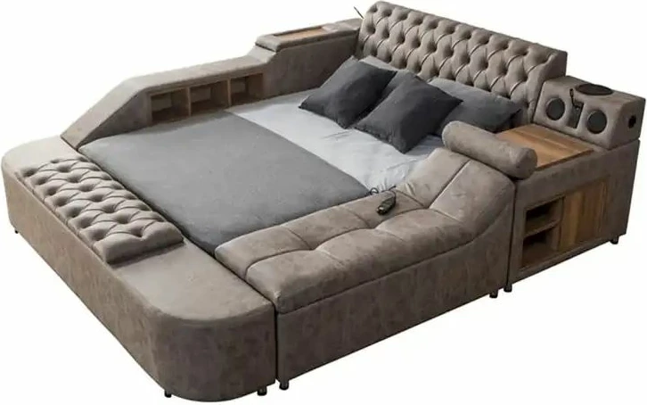 Krevat dopio smart, ngjyrë kafe, Skye Decor, me masazh, USB, audio