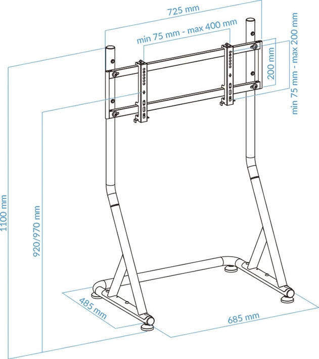 Mbajtëse monitori/TV për SIM racing UVI Racing SIM UVIRSIMSTND, 32-55", e zezë