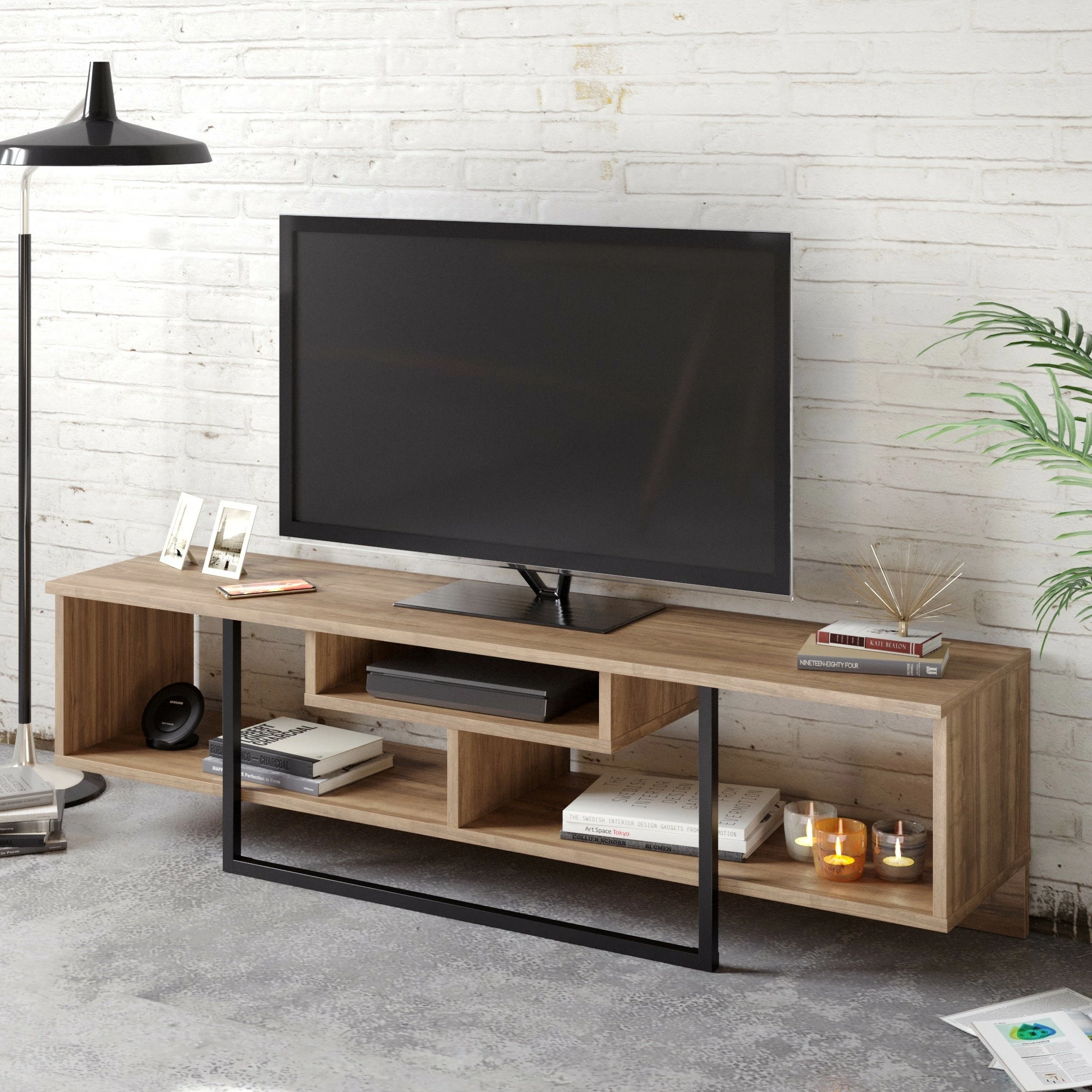 Komodë TV Hanah Home, Asal (150), ngjyrë arre, e zezë
