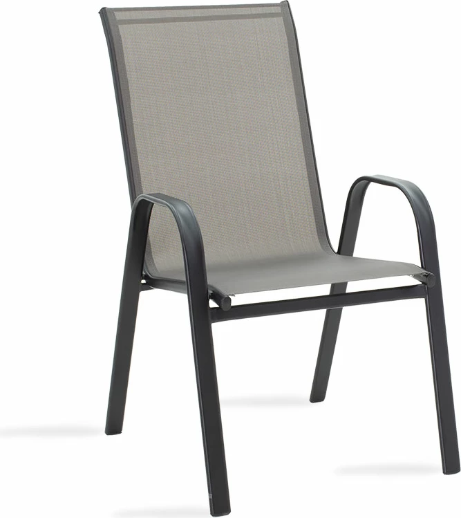 Set tavoline me karrige për terasë, 3 copë, Calan-Watson,, metal, ngjyrë e zezë-tekstilenë e zezë