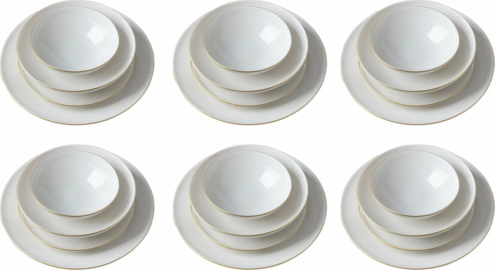 Set enësh për drekë (24 copë), Hermia Concept, Dus 24, e bardhë, ari