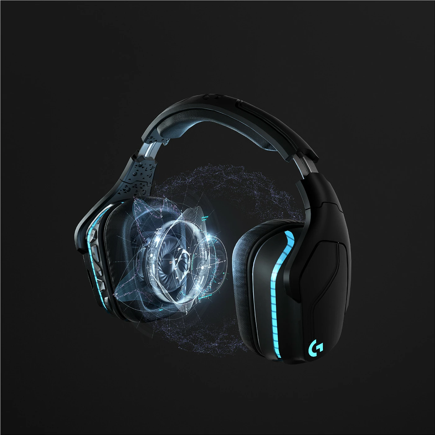 Kufje gaming Logitech G935 pa tela, 7.1 Surround Sound, e zezë, blu