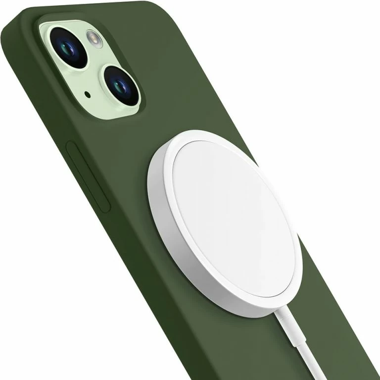 Kapak telefoni 3mk Hardy Silicone MagCase për iPhone 15 Plus, i gjelbër