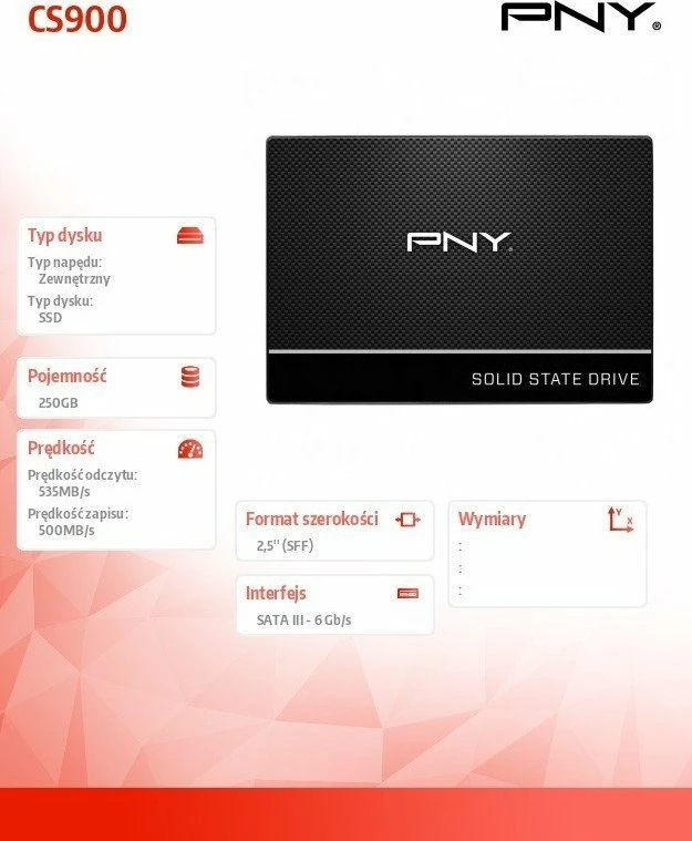 SSD PNY CS900 250GB 2.5\" SATA III (SSD7CS900-250-RB)