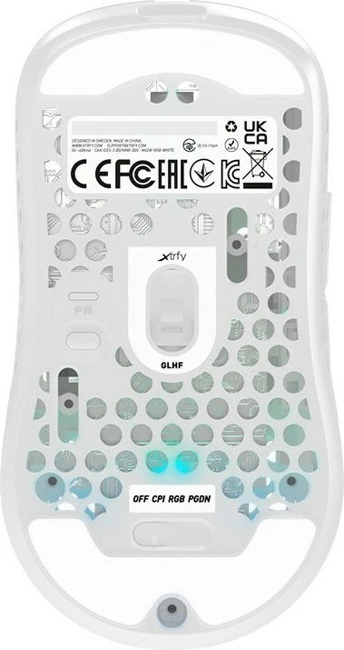 Maus Cherry Xtrfy M42 RGB, Ambidextrous, Optical, RF Wireless + USB Type-C, 19000 DPI, Bardhë