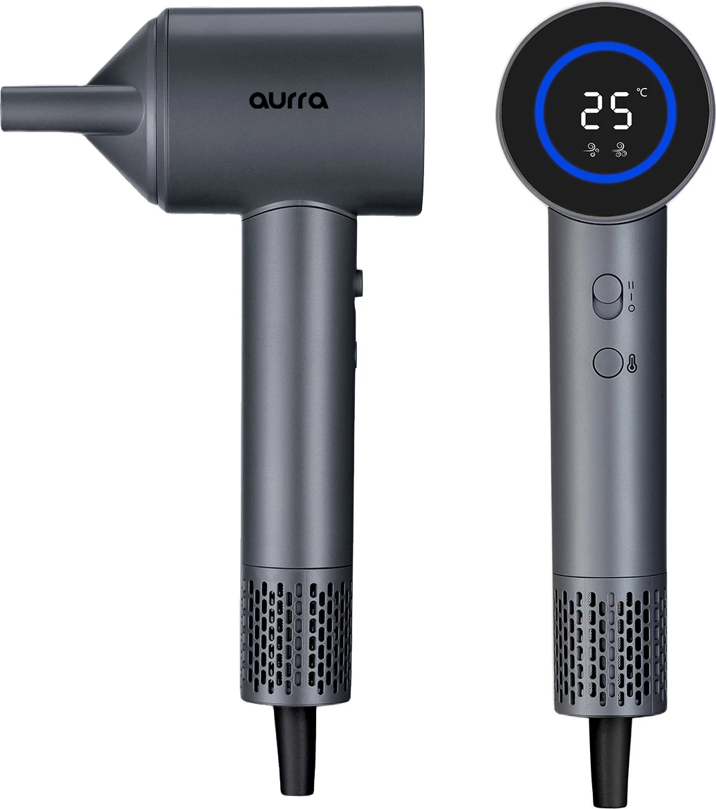 Tharëse flokësh Elit AURRA BLDC 1600 W, 110,000 rpm, ekran LED, jonizim, me difuzor + hundëz, Lunar blue
