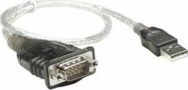 Adapter konvertues USB-A në RS-232/COM DB9 Manhattan 205146, 0.45 m, transparent/zi