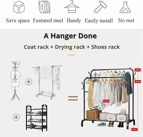 Raft metalik i veshjeve, me varëse